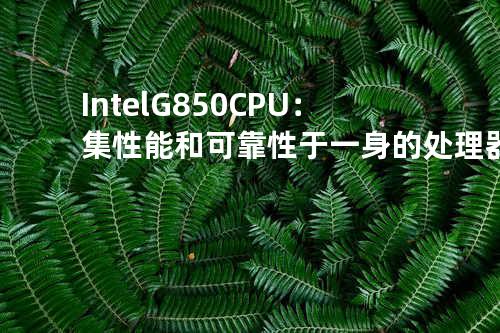 Intel G850 CPU：集性能和可靠性于一身的处理器