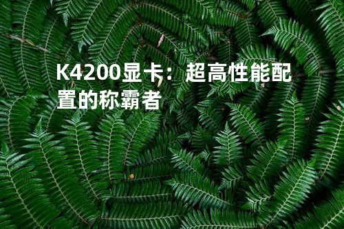 K4200显卡：超高性能配置的称霸者